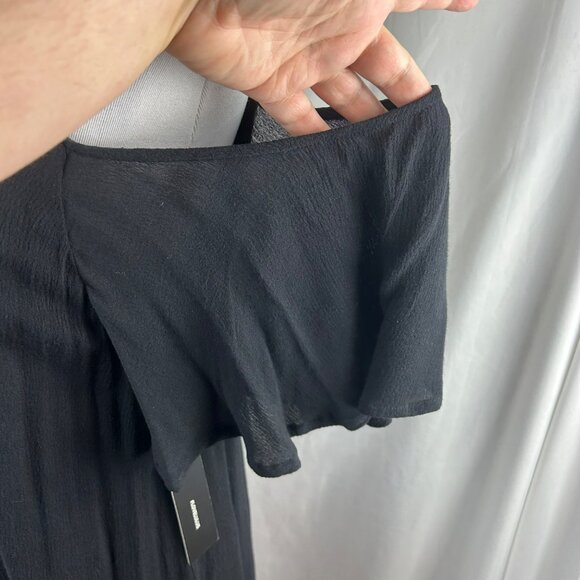 NEW Lulus Afterglow Strappy‎ Cold Shoulder Shift Dress Women Large Black Mini - Picture 7 of 15